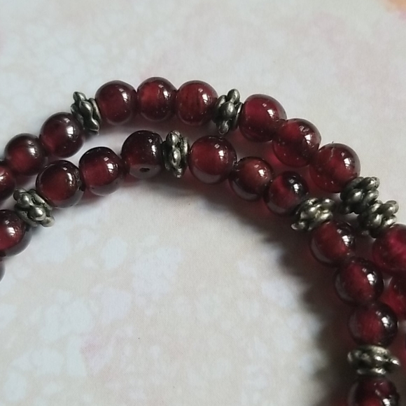 Vintage Art Deco 1920s Garnet and Marcasite Sterling Silver Beaded Necklace - Picture 11 of 16